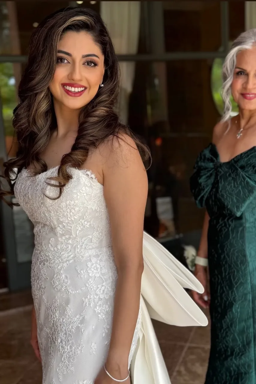 Peinado de novia con ondas largas