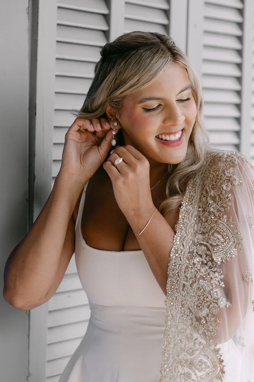 Novia con ondas glam